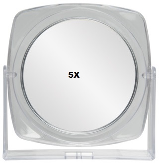 2-SIDED STAND MIRROR 1X AND 5X MAGNIFICATION CLEAR