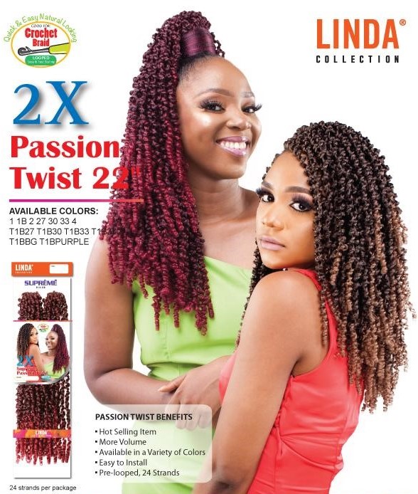 PASSION TWIST 2X 22 INCHES - (2 BUNDLES/PACK) - LINDA COLLECTION