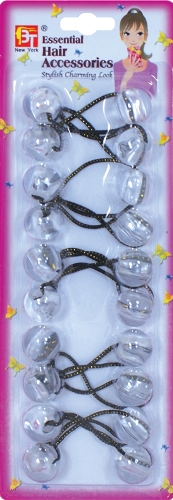 PONYTAIL HOLDERS<BR>10/PACK - 20MM - CLEAR 
