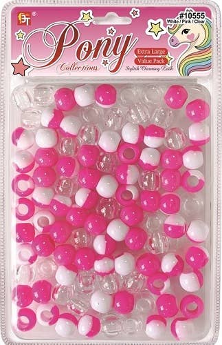 EXTRA LARGE TWO TONE ROUND BEADS VALUE PACK (HOT PINK/WHITE/CLEAR) 