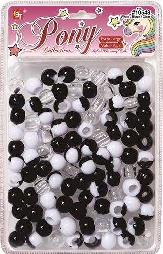 EXTRA LARGE TWO TONE ROUND BEADS VALUE PACK (BLACK/WHITE/CLEAR) 