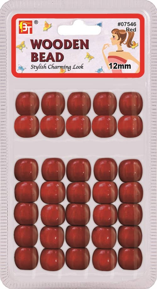 WOODEN BEAD 12MM (RED) 