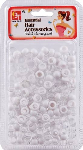 ROUND BEADS<BR> SMALL - WHITE CLEAR 