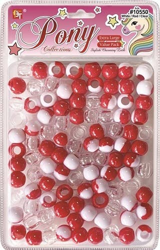 EXTRA LARGE TWO TONE ROUND BEADS VALUE PACK (RED/WHITE/CLEAR) 