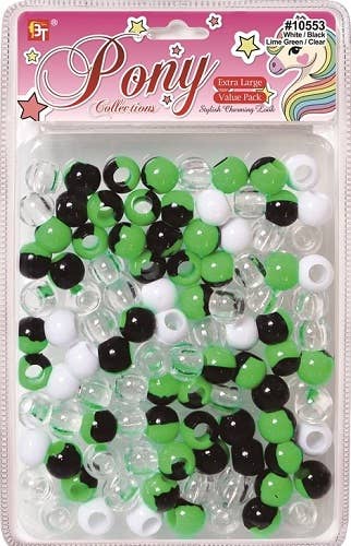 EXTRA LARGE TWO TONE ROUND BEADS VALUE PACK (DARK GREEN/BLACK/CLEAR) 