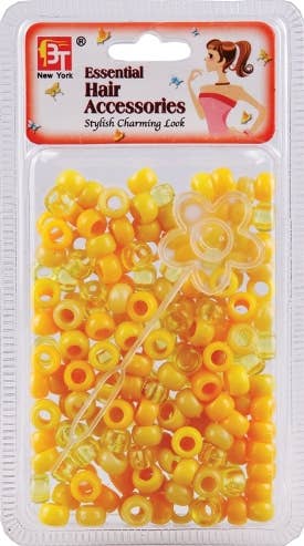 ROUND BEADS<BR> SMALL - YELLOW ASSORTED 