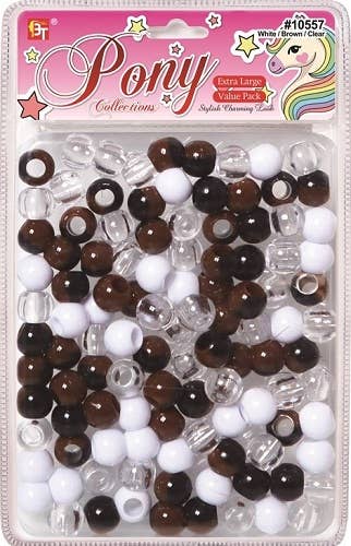 EXTRA LARGE TWO TONE ROUND BEADS VALUE PACK (BROWN/WHITE/CLEAR) 