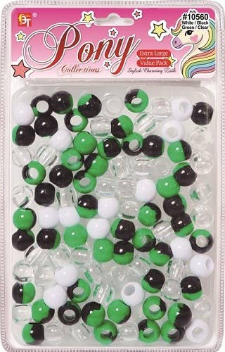 EXTRA LARGE TWO TONE ROUND BEADS VALUE PACK (GREEN/BLACK/CLEAR) 