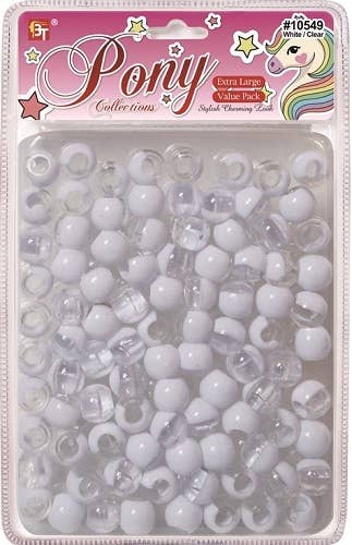 EXTRA LARGE TWO TONE ROUND BEADS VALUE PACK (WHITE/CLEAR) 