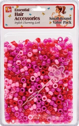 ROUND BEADS VALUE PACK<BR> SMALL - HOT PINK ASSORTED 