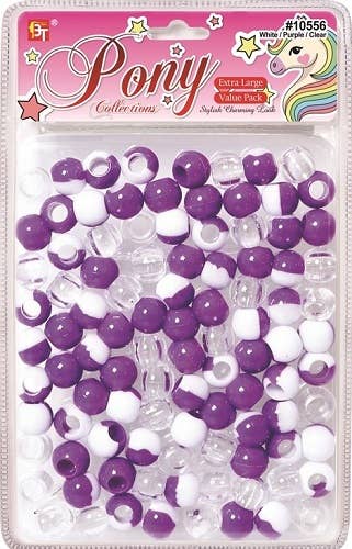EXTRA LARGE TWO TONE ROUND BEADS VALUE PACK (PURPLE/WHITE/CLEAR) 