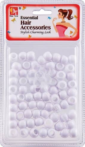 ROUND BEADS<BR> LARGE - WHITE 