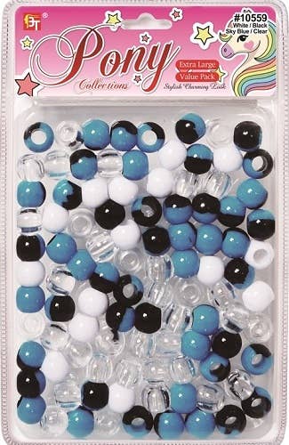 EXTRA LARGE TWO TONE ROUND BEADS VALUE PACK (BLUE/WHITE/CLEAR) 