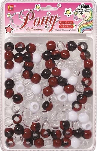 EXTRA LARGE TWO TONE ROUND BEADS VALUE PACK (BURGUNDY/WHITE/CLEAR) 