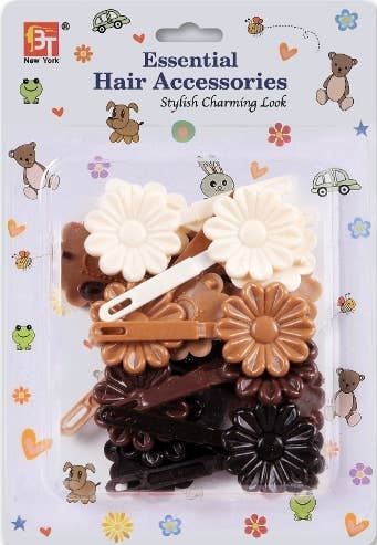 BARRETTES DAISY<BR>BROWN ASSORTED