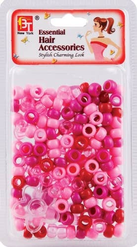 ROUND BEADS<BR> SMALL - HOT PINK ASSORTED 