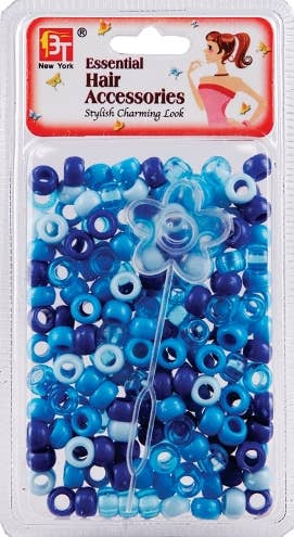 ROUND BEADS<BR> SMALL - BLUE ASSORTED 