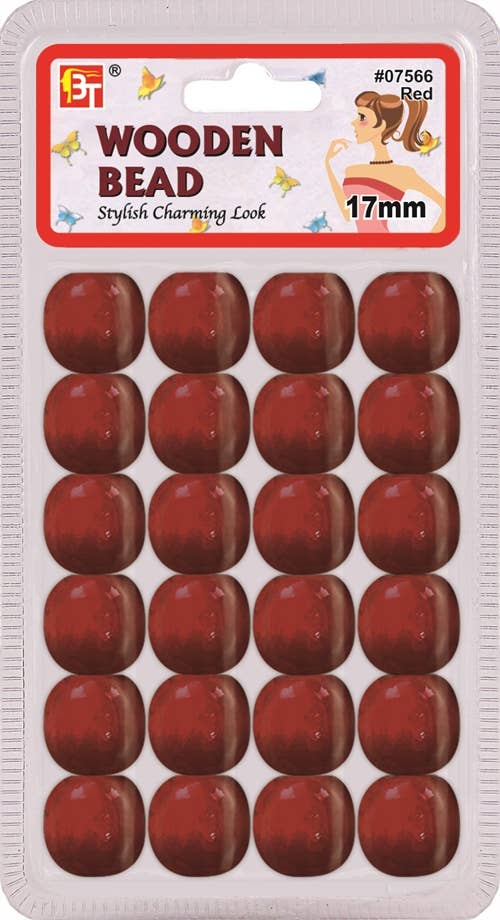 WOODEN BEAD 17MM (RED) 